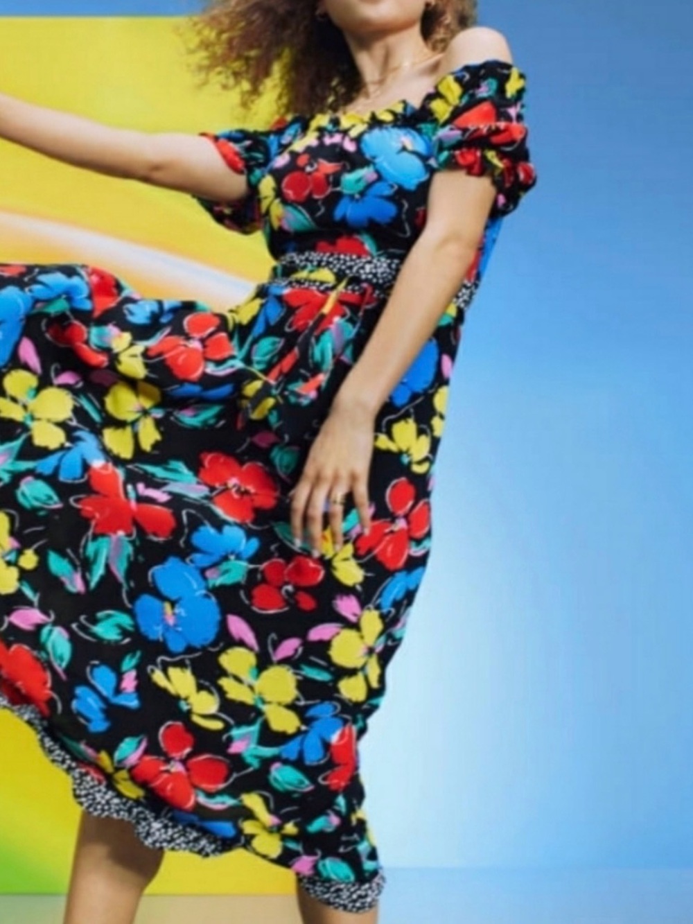 RIXO for Target 👗Women's Floral Off the Shoulder Puff Sleeve Dress - Size 0